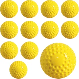 12 Pcs Yellow Dimpled Softballs, 12-Inch Pitching Machine Balls for Indoor/Outdoor, Hitting and Fielding Practice Foam Sport