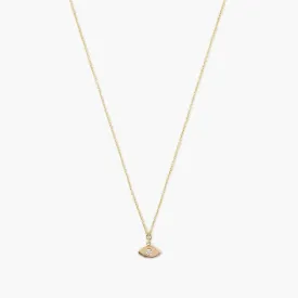 14k Yellow Gold Evil Eye Necklace with Diamond