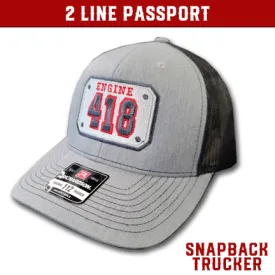 2 Line Passport Custom Hat - Snapback Trucker