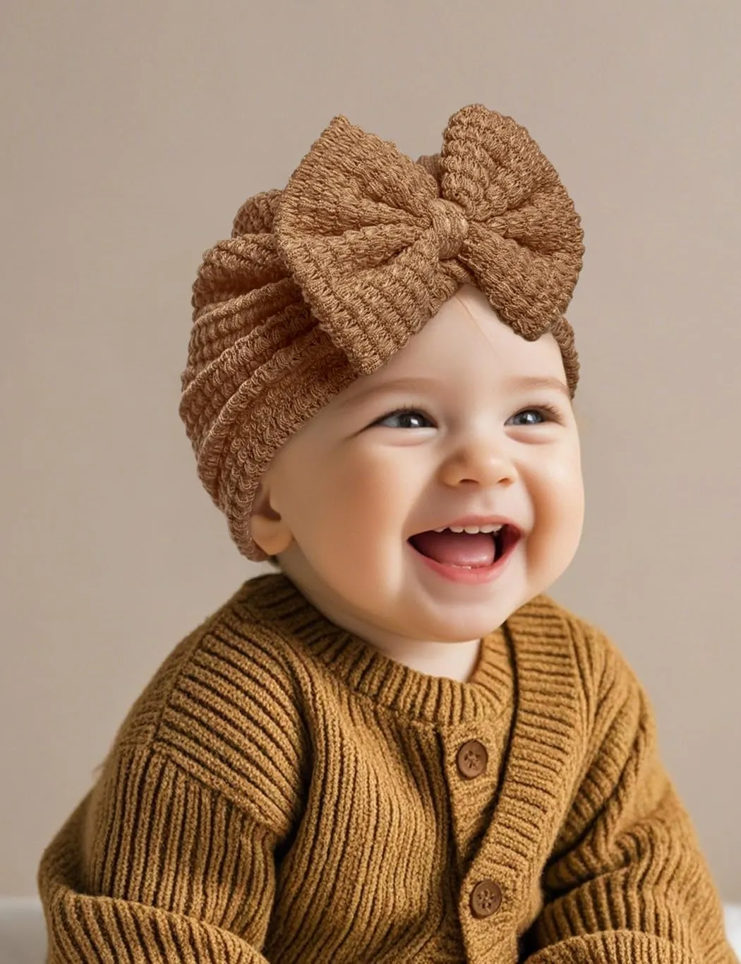 3 Pack Velvet Baby Turban Hats with Bow, Stretchy Baby Head Cover Beanies for Newborn, Toddler, Infant Head Wraps