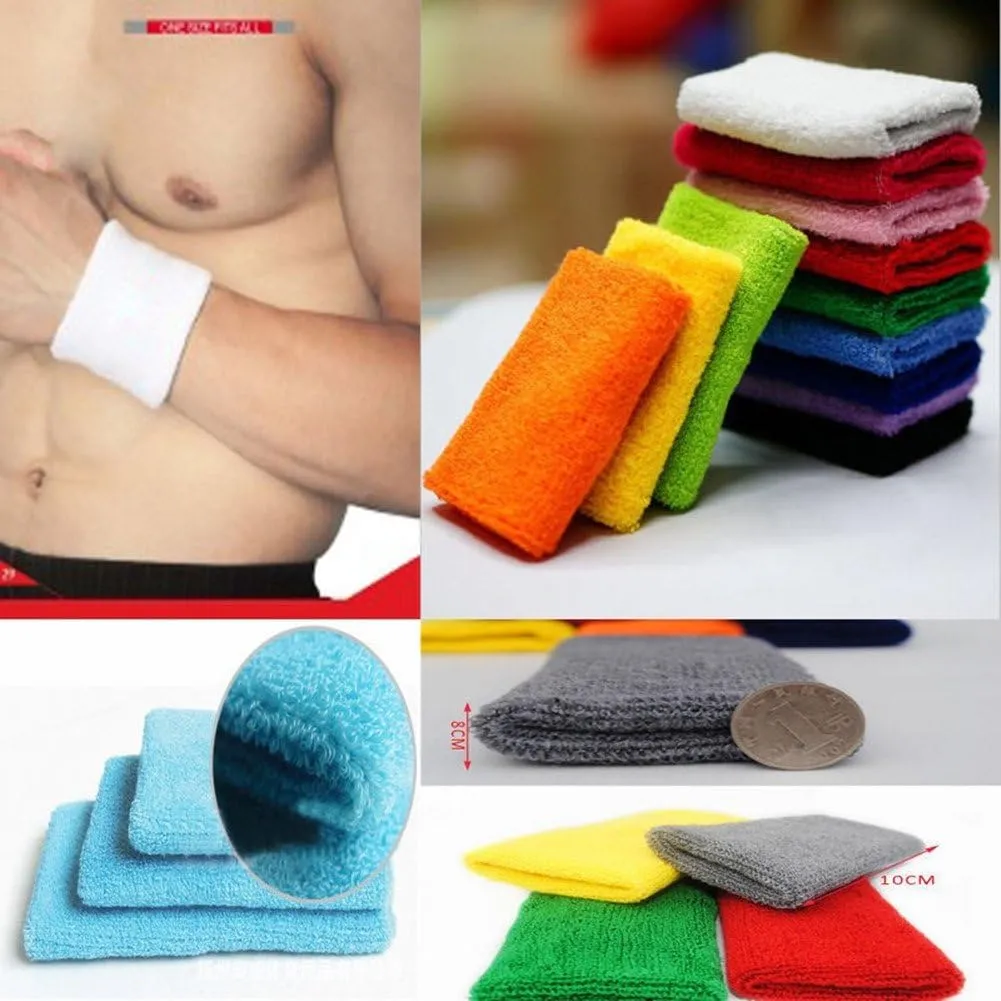 6' Inch Wrist Sweatband in 11 Athletic Cotton Wristbands Armbands (1 Pair)