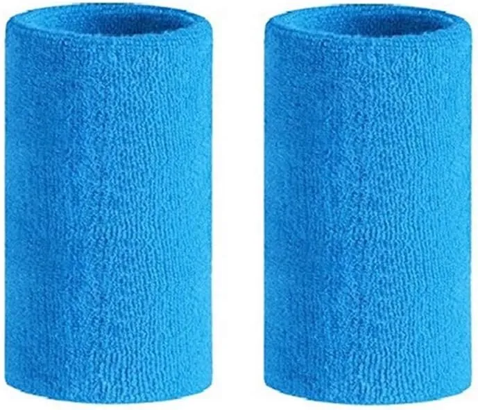 6' Inch Wrist Sweatband in 11 Athletic Cotton Wristbands Armbands (1 Pair)