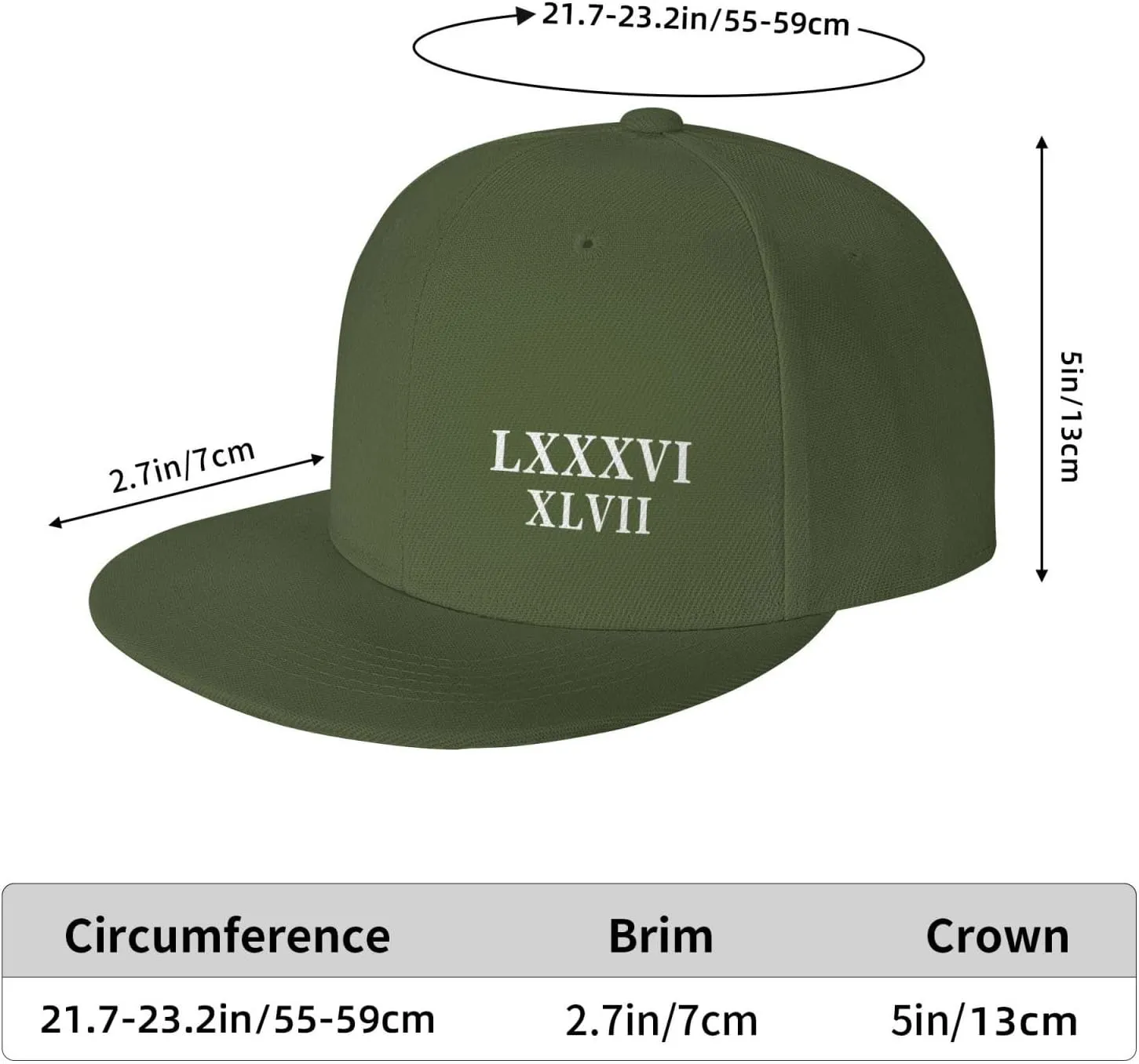 86 47 Roman Numerals Lxxxvi XLVII 8647 Flat Brim Baseball Cap Polyester Snapback Hat
