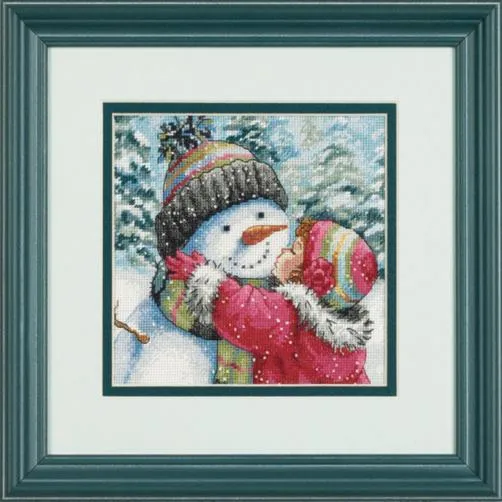 A KISS FOR SNOWMAN, Counted Cross Stitch Kit, DIMENSIONS (70-08833)