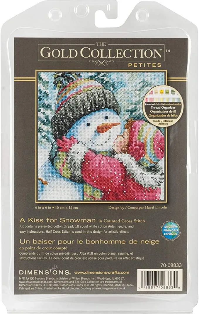 A KISS FOR SNOWMAN, Counted Cross Stitch Kit, DIMENSIONS (70-08833)