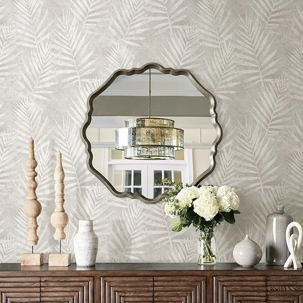 Amador Silver Palm Wallpaper  | Brewster Wallcovering