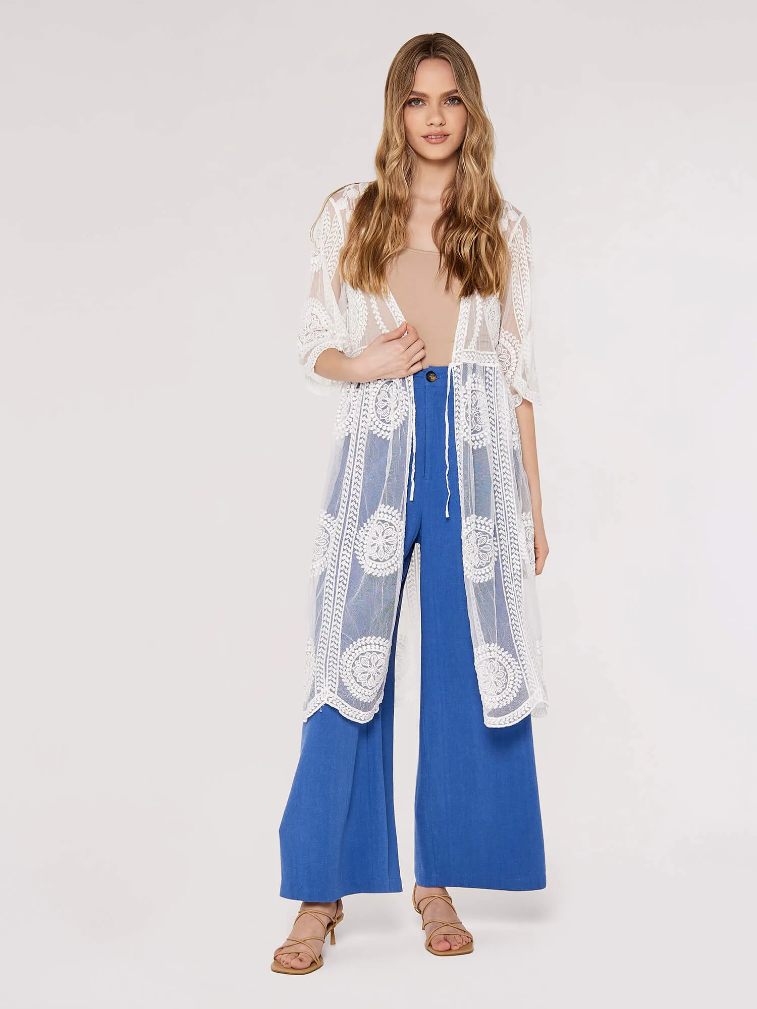 Apricot Embroidered Mesh Cover Up
