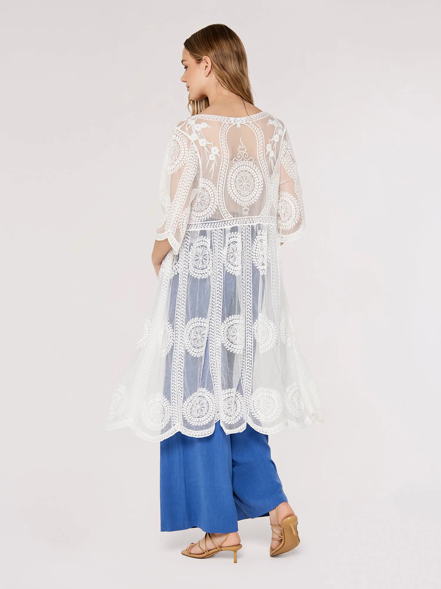 Apricot Embroidered Mesh Cover Up