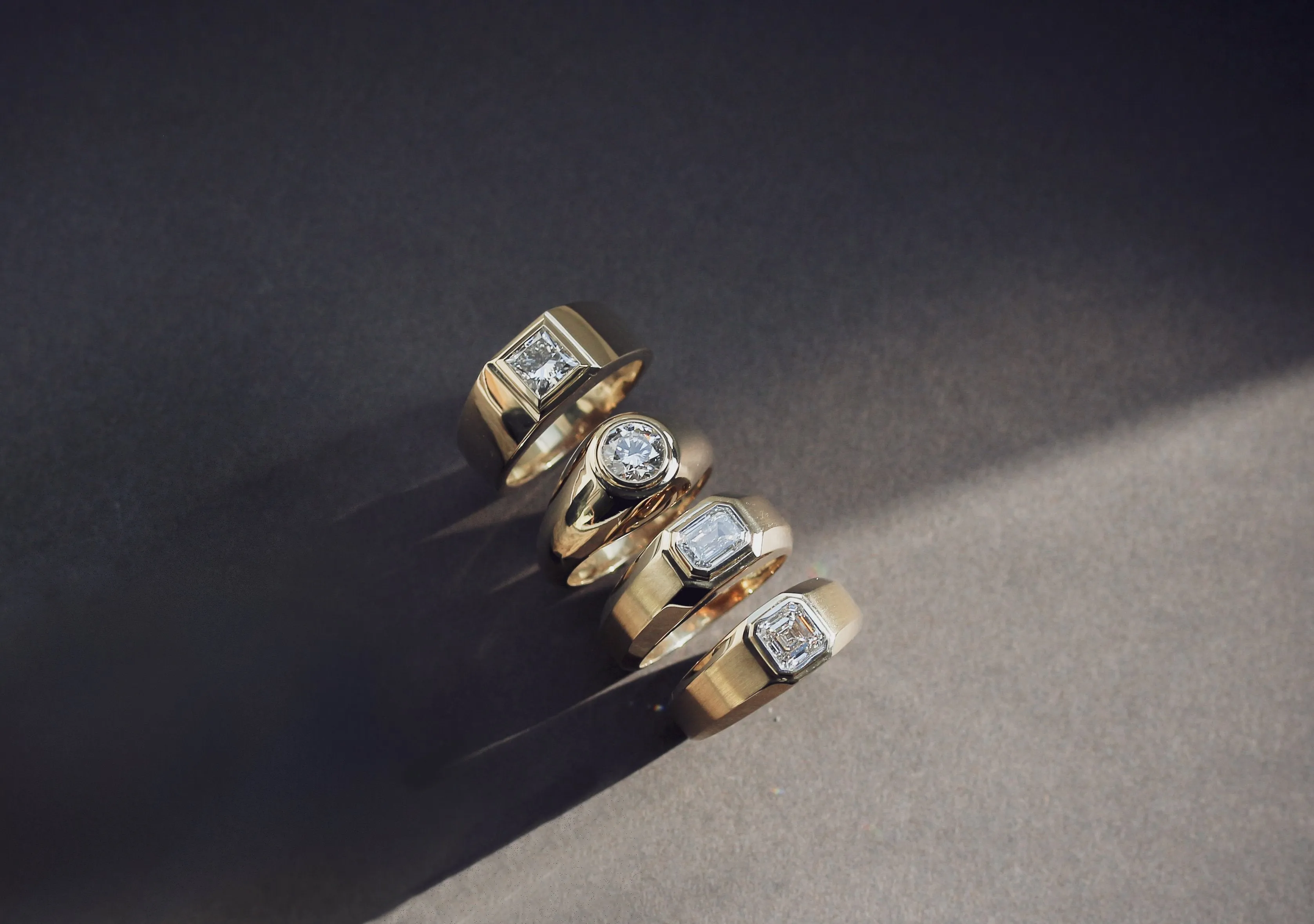 Asscher Modern Bezel Men's Ring (Certified)