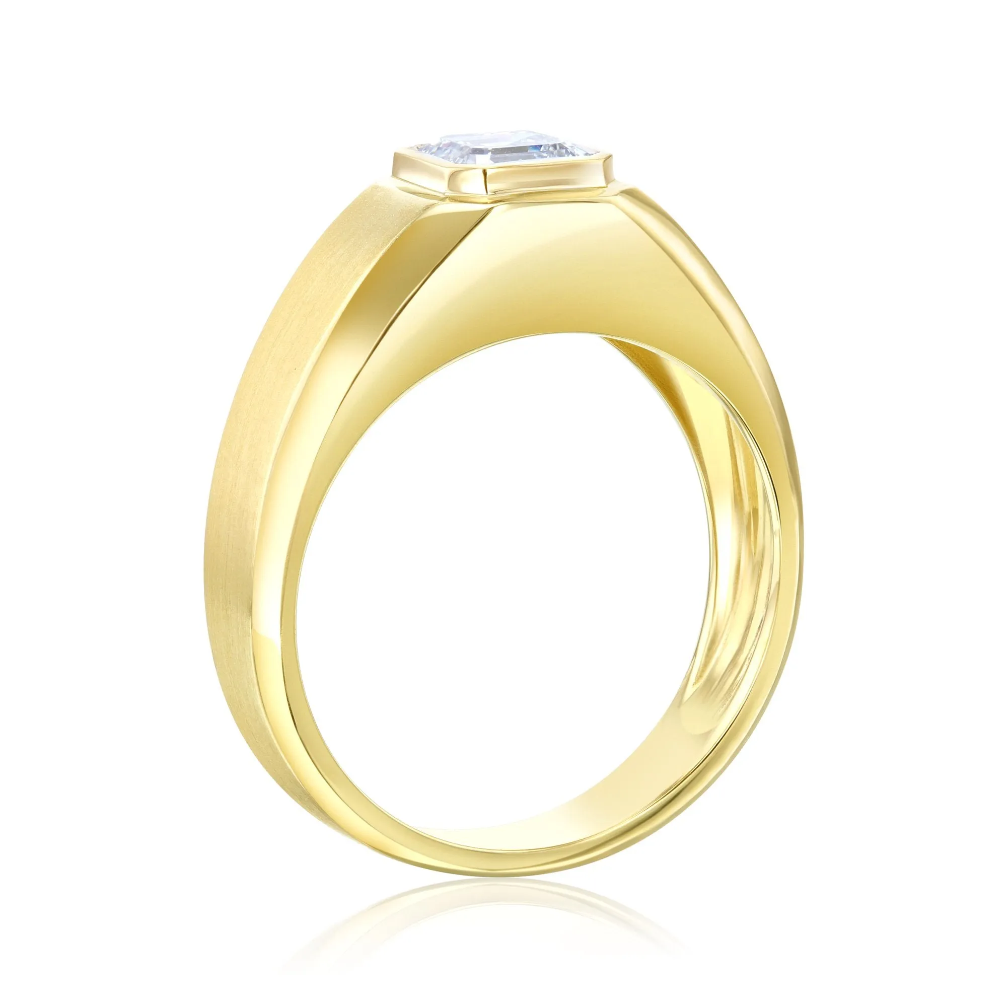 Asscher Modern Bezel Men's Ring (Certified)
