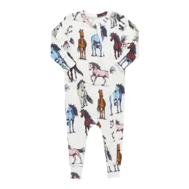 Baby Bamboo Romper - Multi Horses