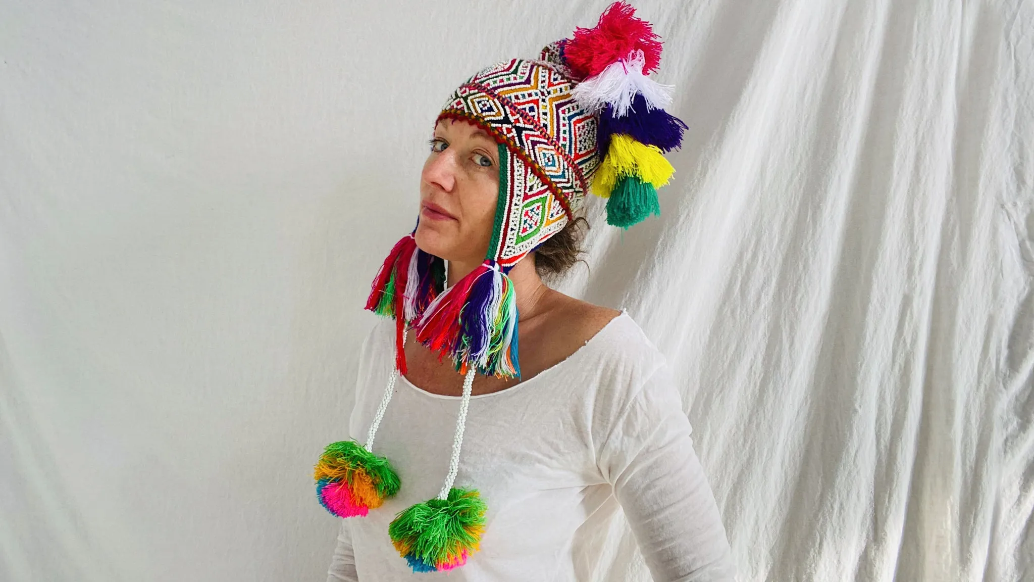 Beaded Qu'ero Ch'ullo Hat. Peru. Winter Hat. Chullo. 0206