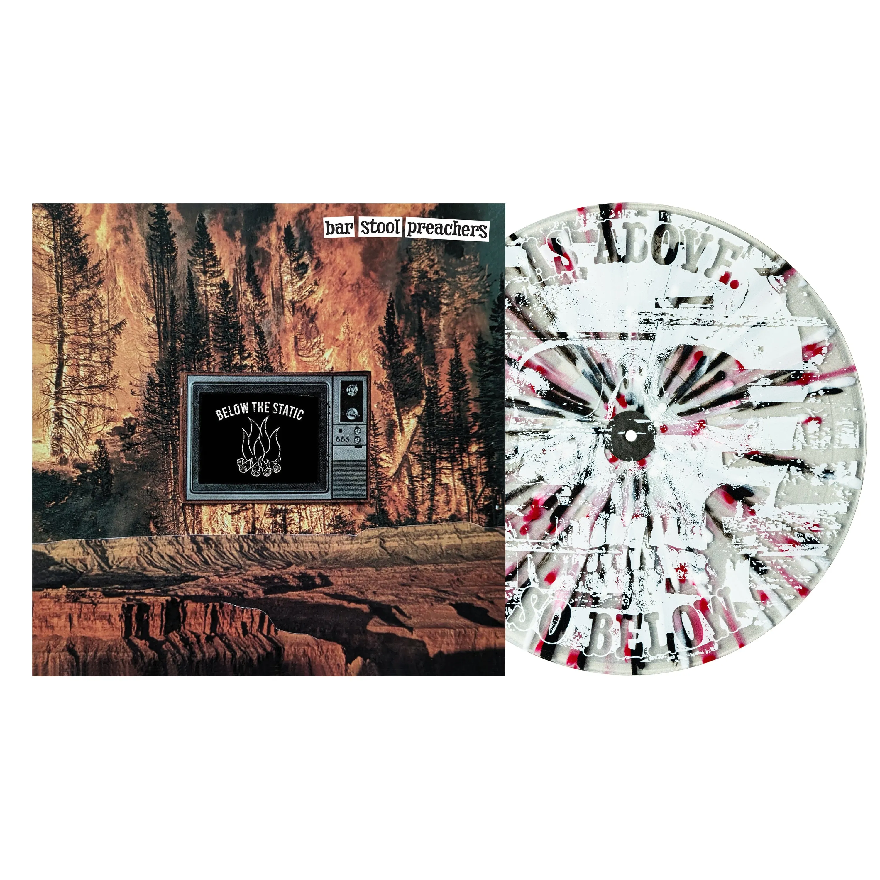 Below The Static - Clear W/ Red, Black & White Splatter LP