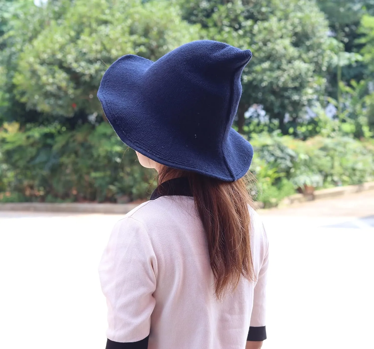 Bestjybt Women Halloween Witch Hat Wool Knitted Cap for Party Masquerade Cosplay Costume Accessory Daily