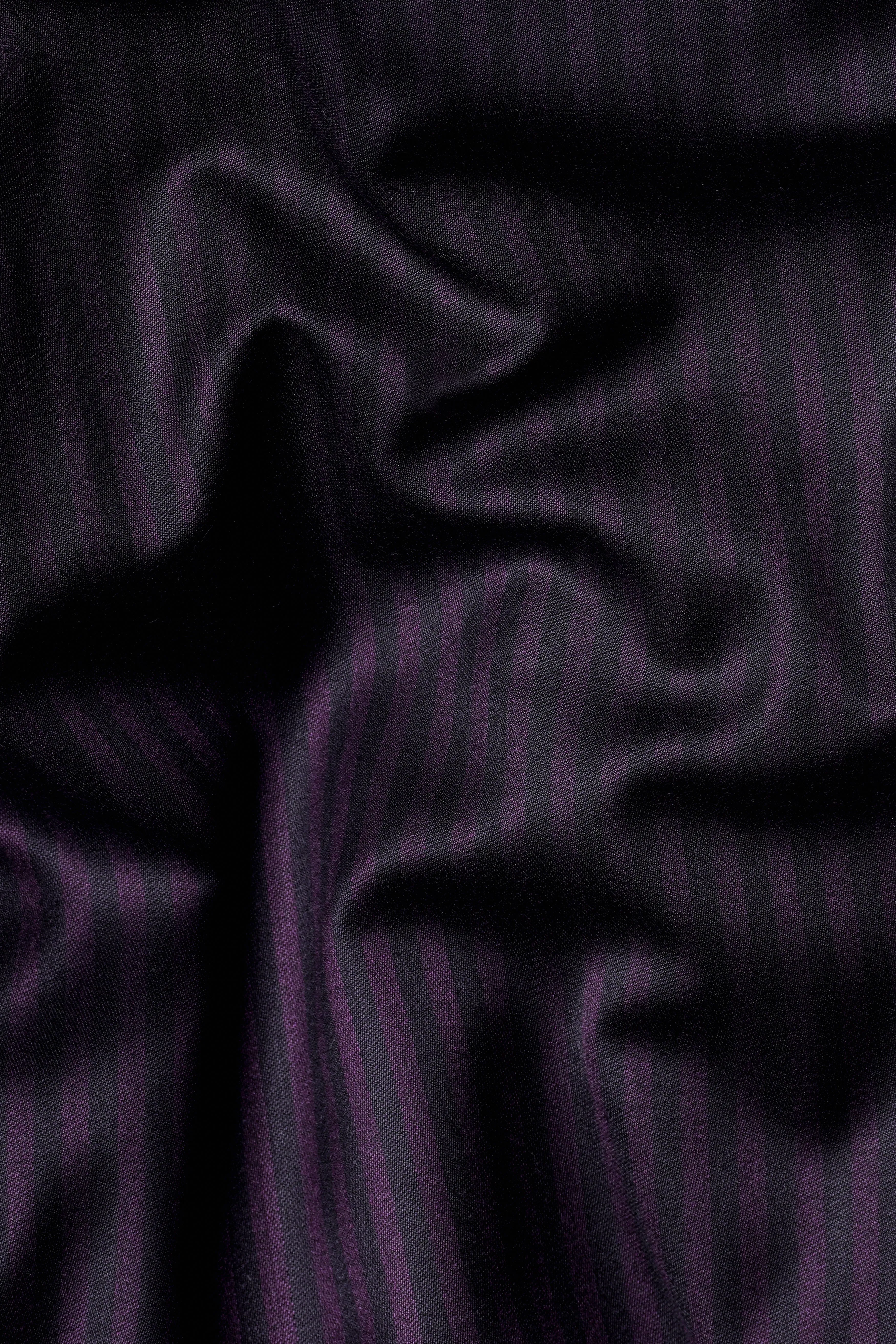 Bleached Purple Striped and Antique Brown Wool Rich Bandhgala Designer Blazer