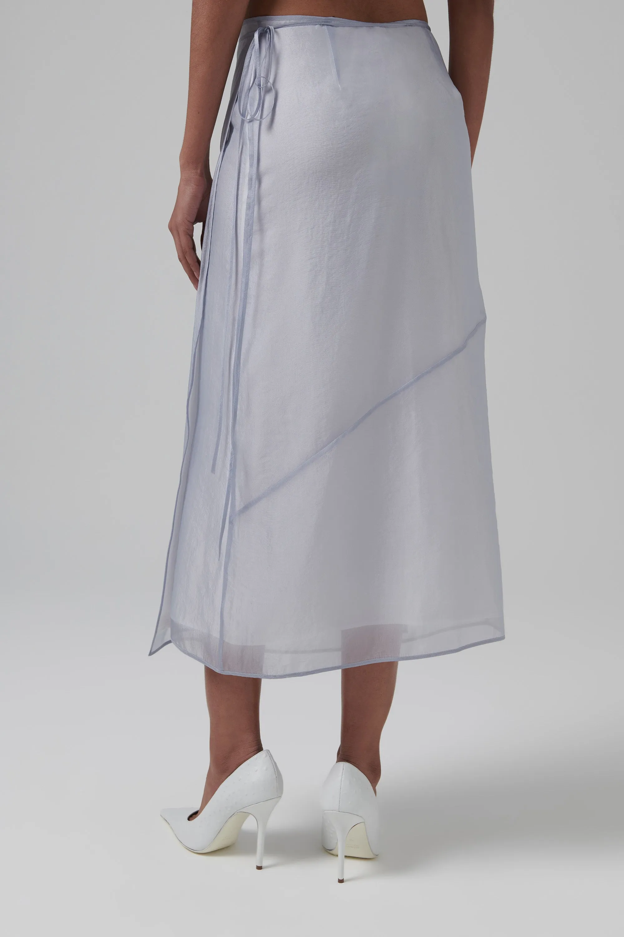 Blue Sheer Layered Wrap Skirt