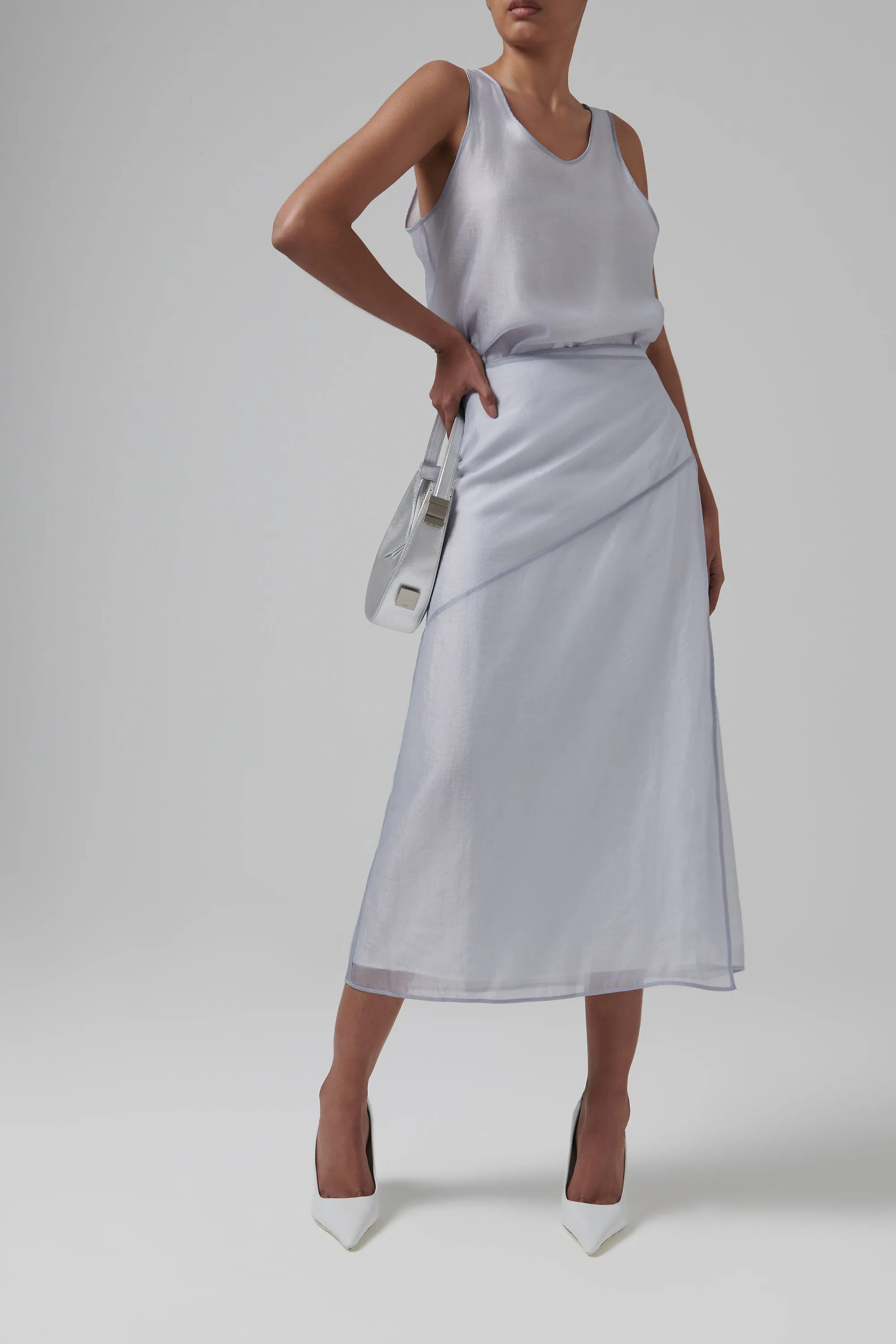 Blue Sheer Layered Wrap Skirt
