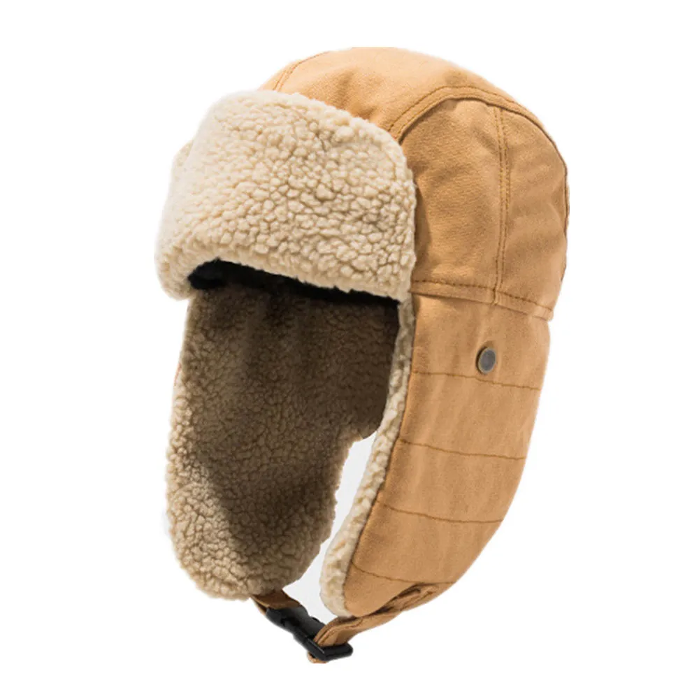 Bomber Hats Vintage Men Women Winter Hat Earflaps Warm Cotton Polar Fleece Patchwork   New Arrival Ski Caps