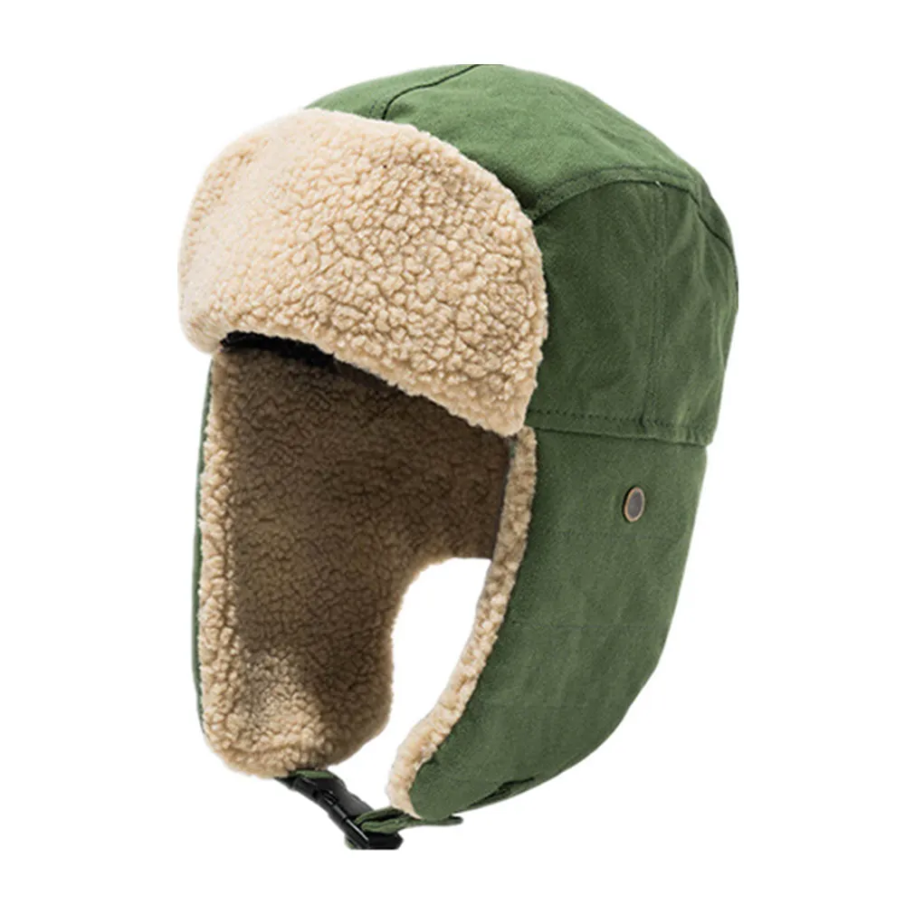 Bomber Hats Vintage Men Women Winter Hat Earflaps Warm Cotton Polar Fleece Patchwork   New Arrival Ski Caps