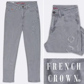 Boulder Gray Rinse Wash Mildly Distressed Stretchable Denim