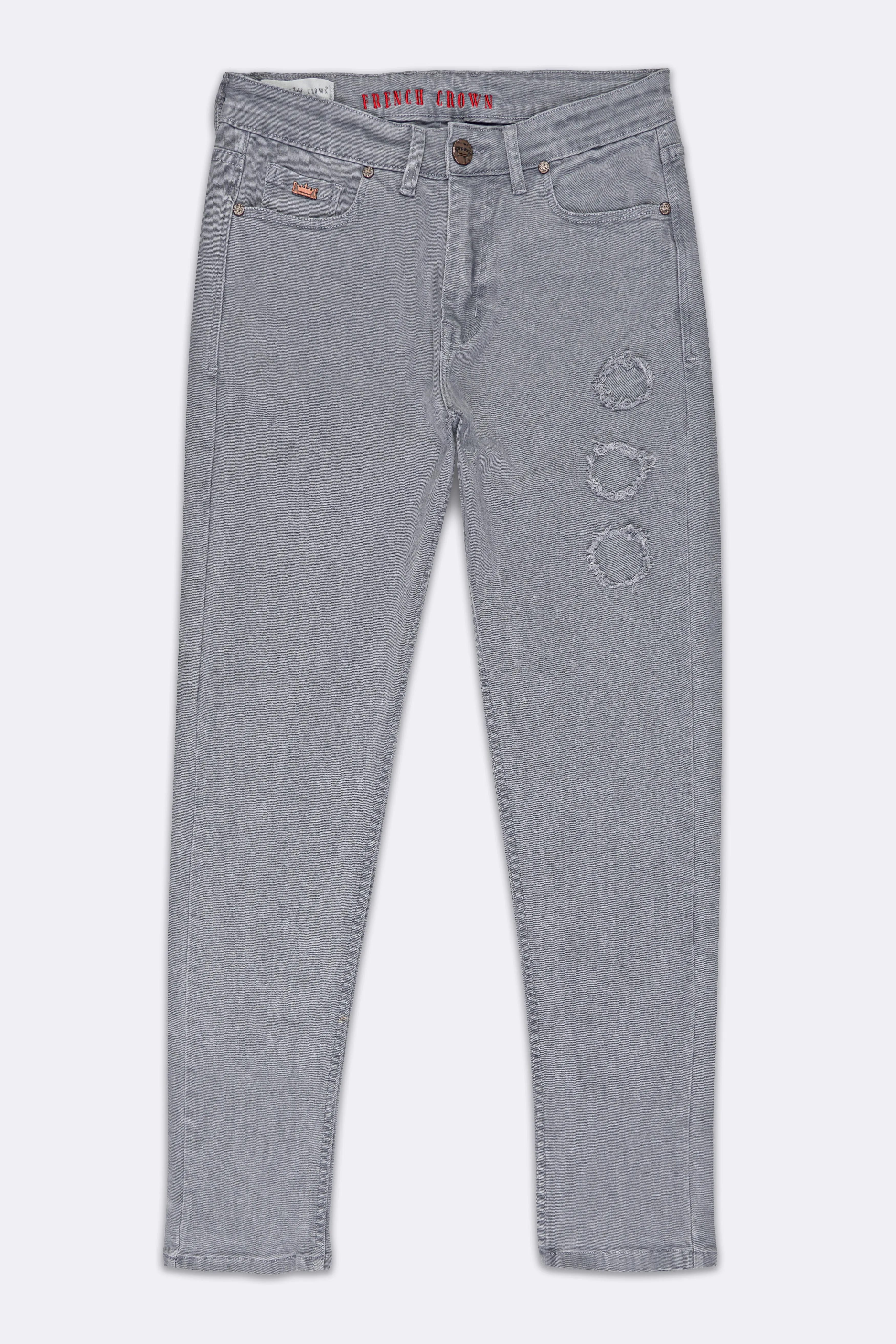 Boulder Gray Rinse Wash Mildly Distressed Stretchable Denim