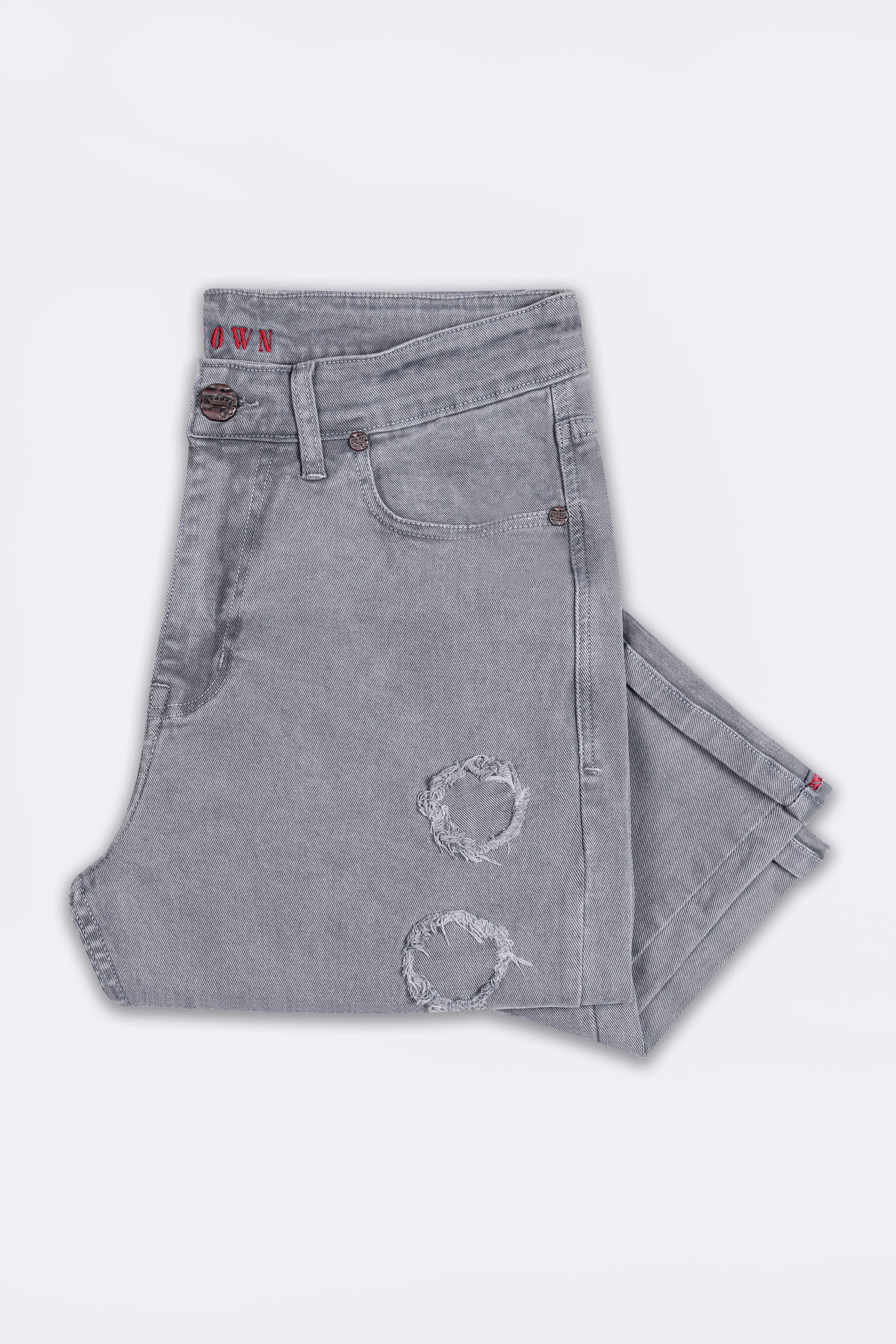 Boulder Gray Rinse Wash Mildly Distressed Stretchable Denim