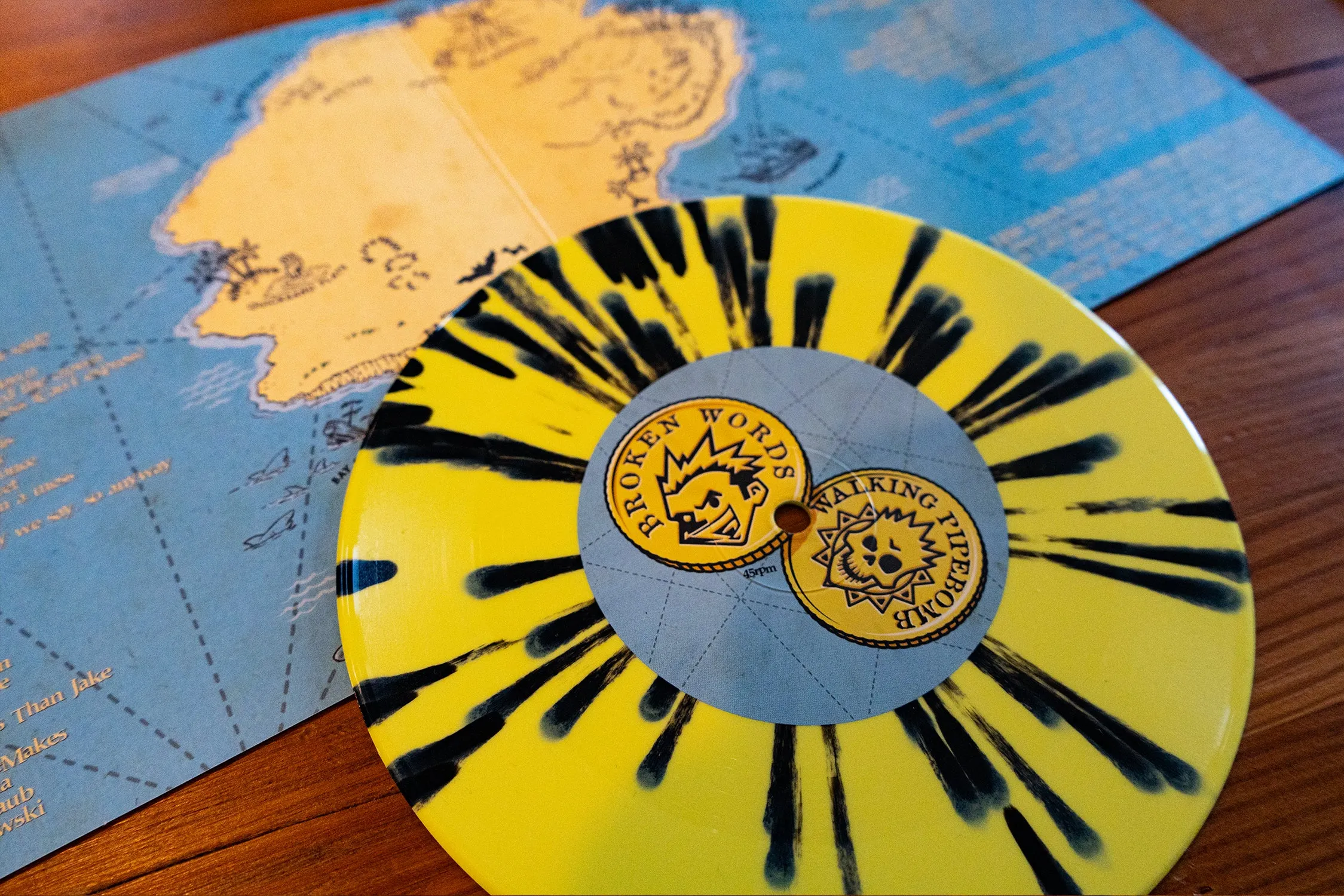 Broken Words/Walking Pipebomb - Easter Yellow W/ Heavy Black Splatter 7 Inch