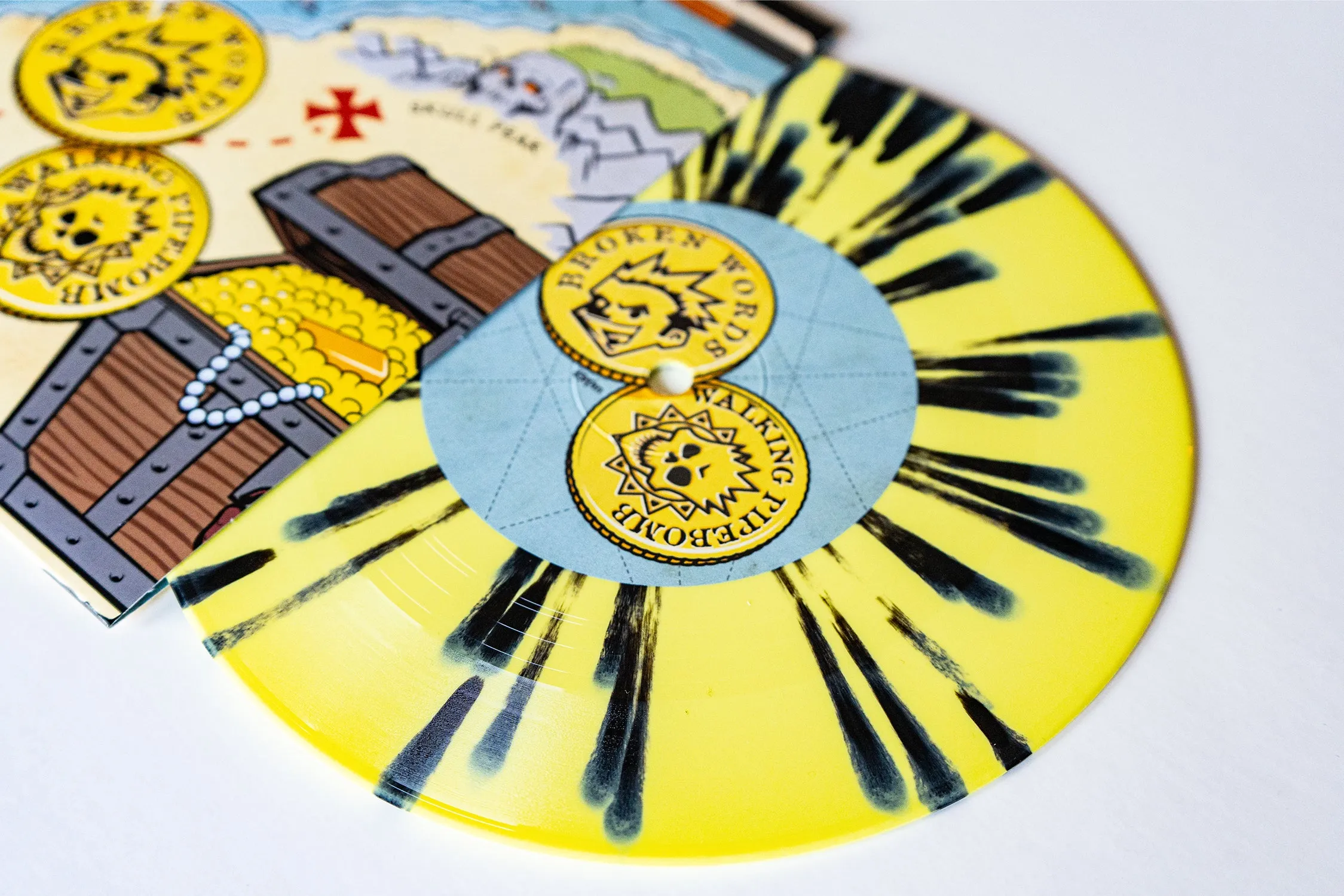 Broken Words/Walking Pipebomb - Easter Yellow W/ Heavy Black Splatter 7 Inch