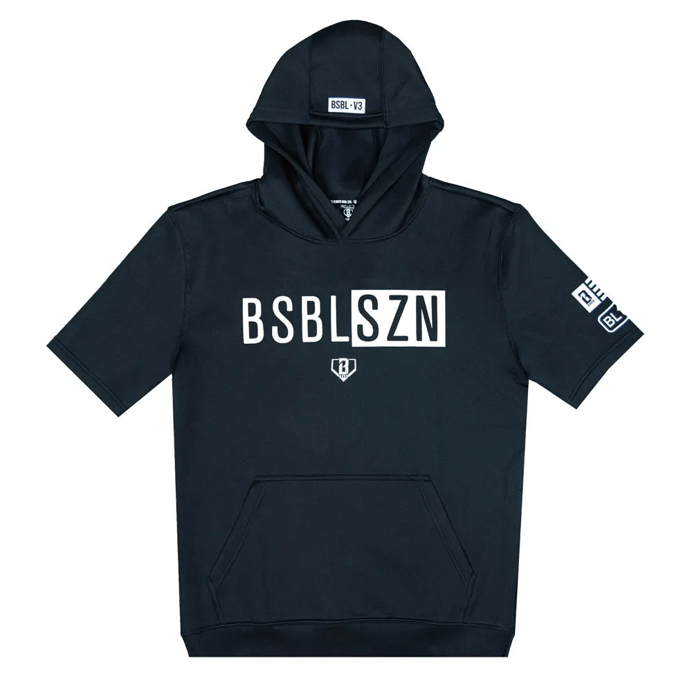 BSBL-SZN Youth Short Sleeve Hoodie V3 Black/White