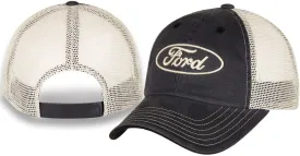 Checkered Flag Ford Mesh Trucker Unstructured Adjustable Gray Hat/Cap