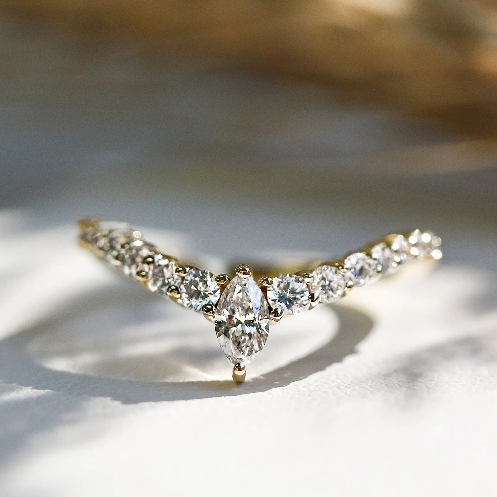 Chevron Marquise Point Diamond Ring