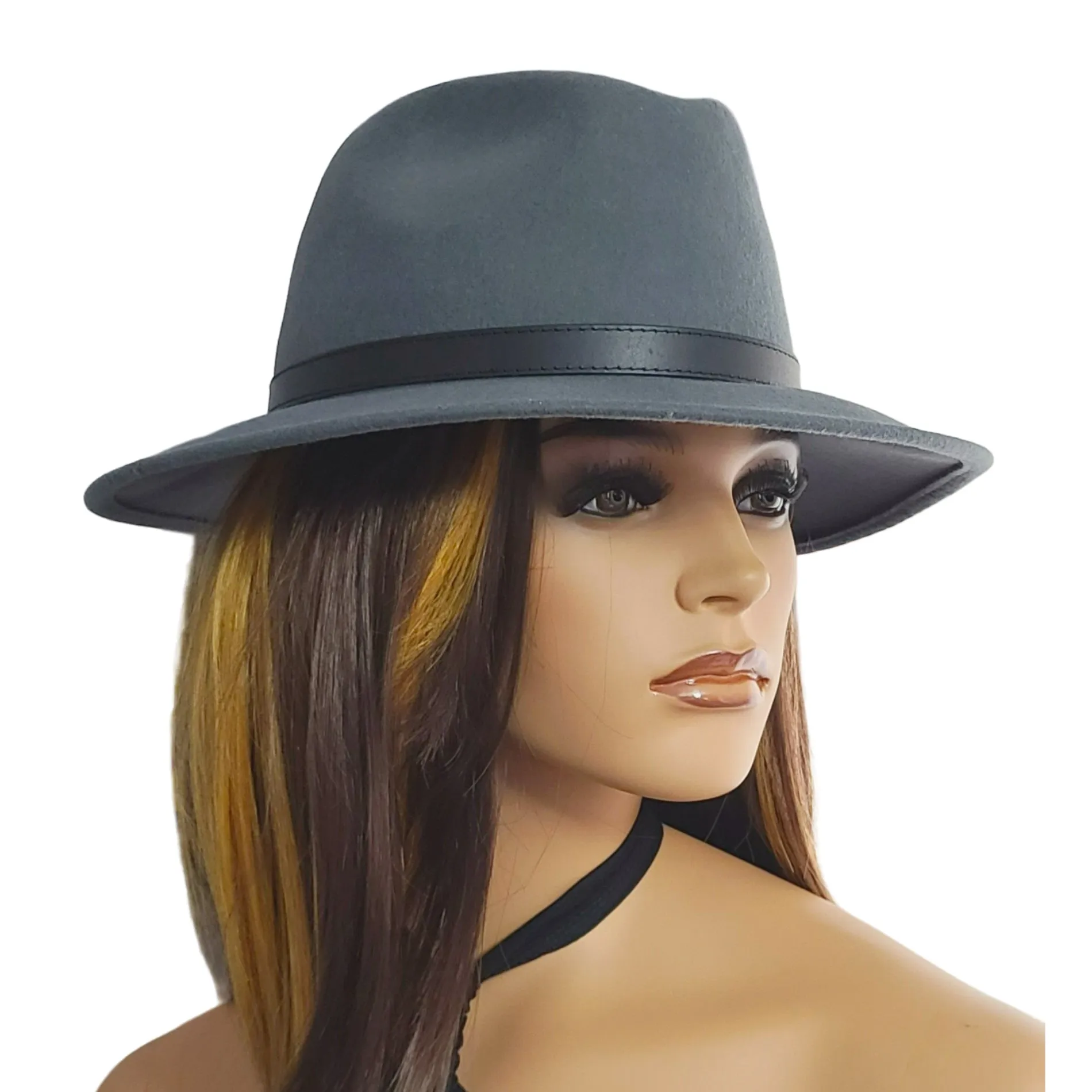 CINTELLI & GALLUZZO Made in Italy Wool Leather Trim Felt Fedora Hat