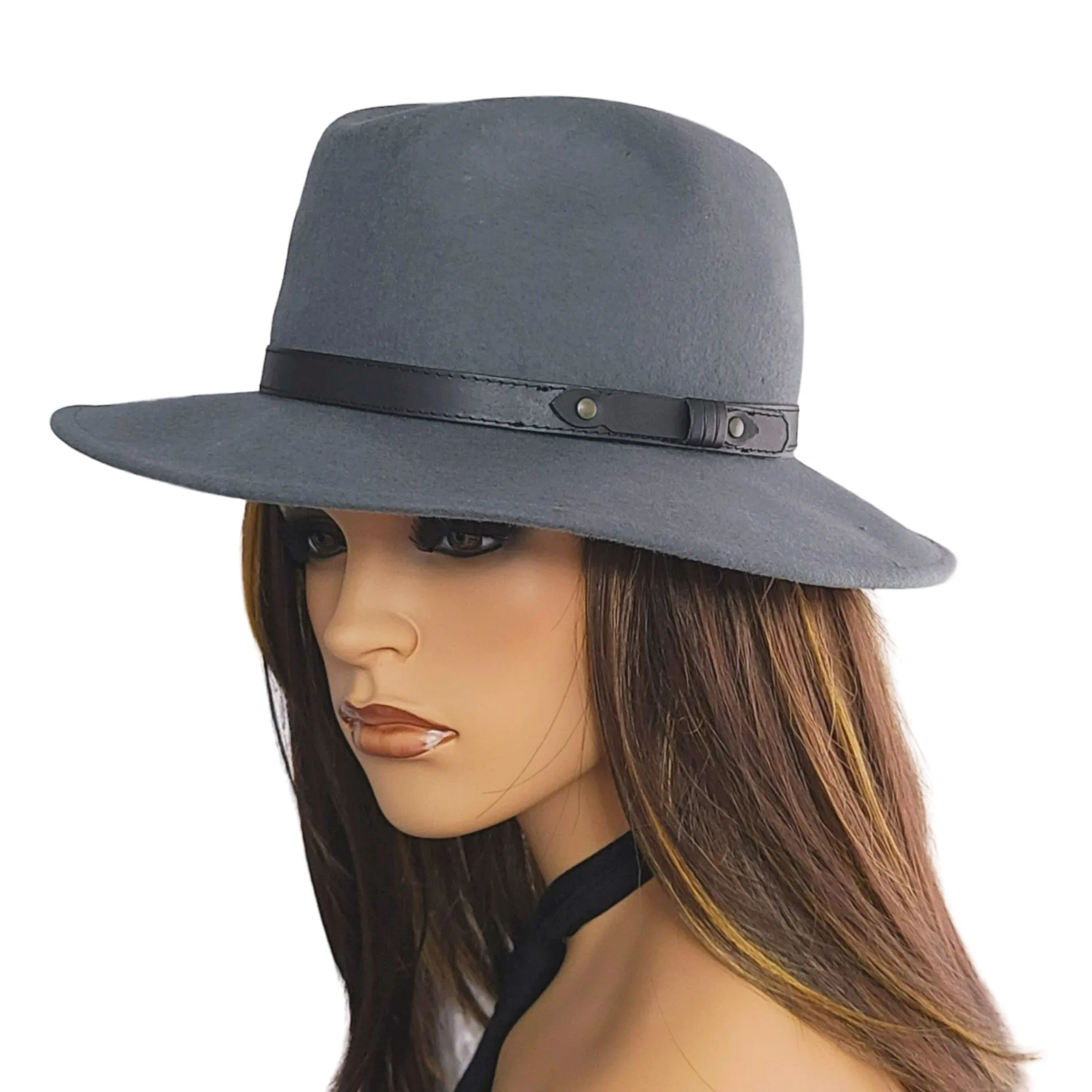 CINTELLI & GALLUZZO Made in Italy Wool Leather Trim Felt Fedora Hat