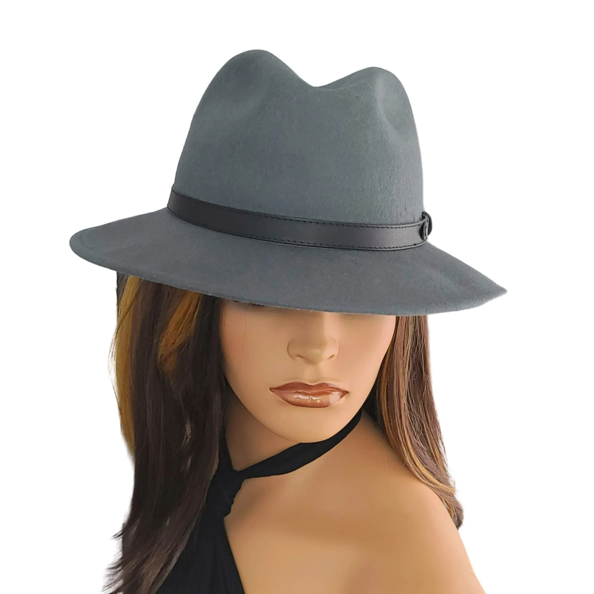 CINTELLI & GALLUZZO Made in Italy Wool Leather Trim Felt Fedora Hat