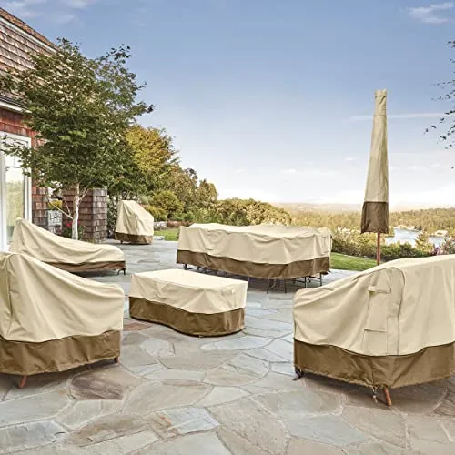 Classic Accessories Veranda Water-Resistant 25.5 Inch High Back Patio Chair Cover, Pebble, Outdoor Chair Covers