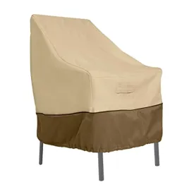 Classic Accessories Veranda Water-Resistant 25.5 Inch High Back Patio Chair Cover, Pebble, Outdoor Chair Covers
