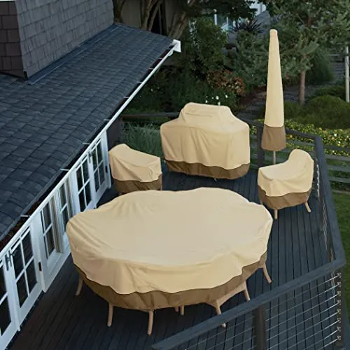 Classic Accessories Veranda Water-Resistant 25.5 Inch High Back Patio Chair Cover, Pebble, Outdoor Chair Covers