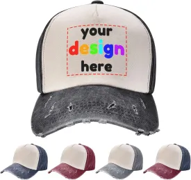 Custom Hats for Men Women Visor Basrball Cap Trucker Cap Snapback hat Add Your Text/Logo/Photo/Picture Adjustable