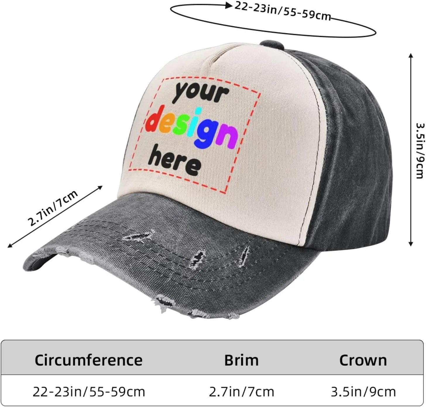 Custom Hats for Men Women Visor Basrball Cap Trucker Cap Snapback hat Add Your Text/Logo/Photo/Picture Adjustable