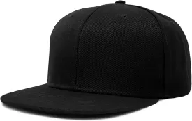 DALIX Flat Billed Structured Baseball Cap Adjustable Polyester Hat Size M L XL