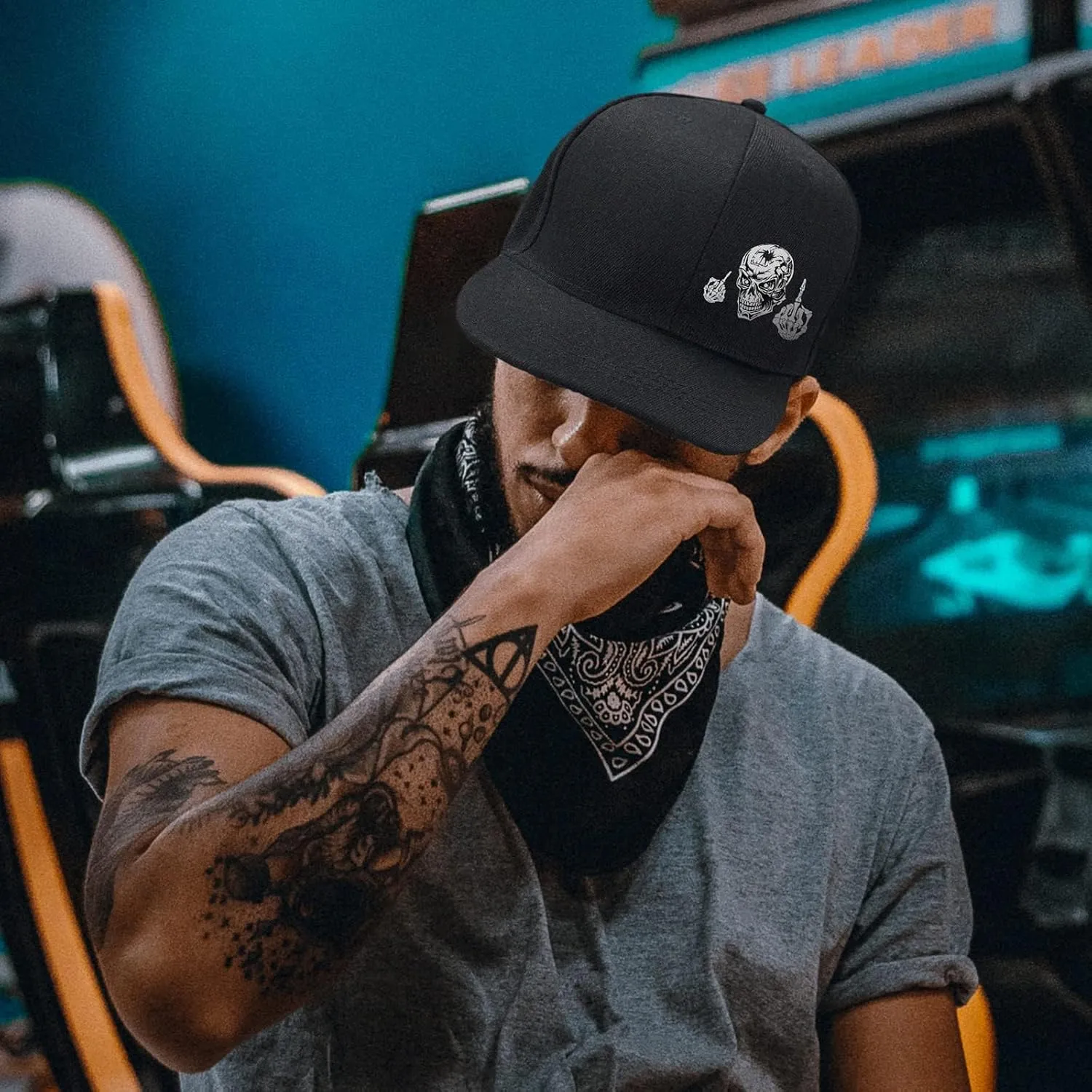 Death Skull Classic Snapback Hats for Men Flat Bill Hats for Women Snapback Snap Backpack Black Trucker Dad Baseball Cap