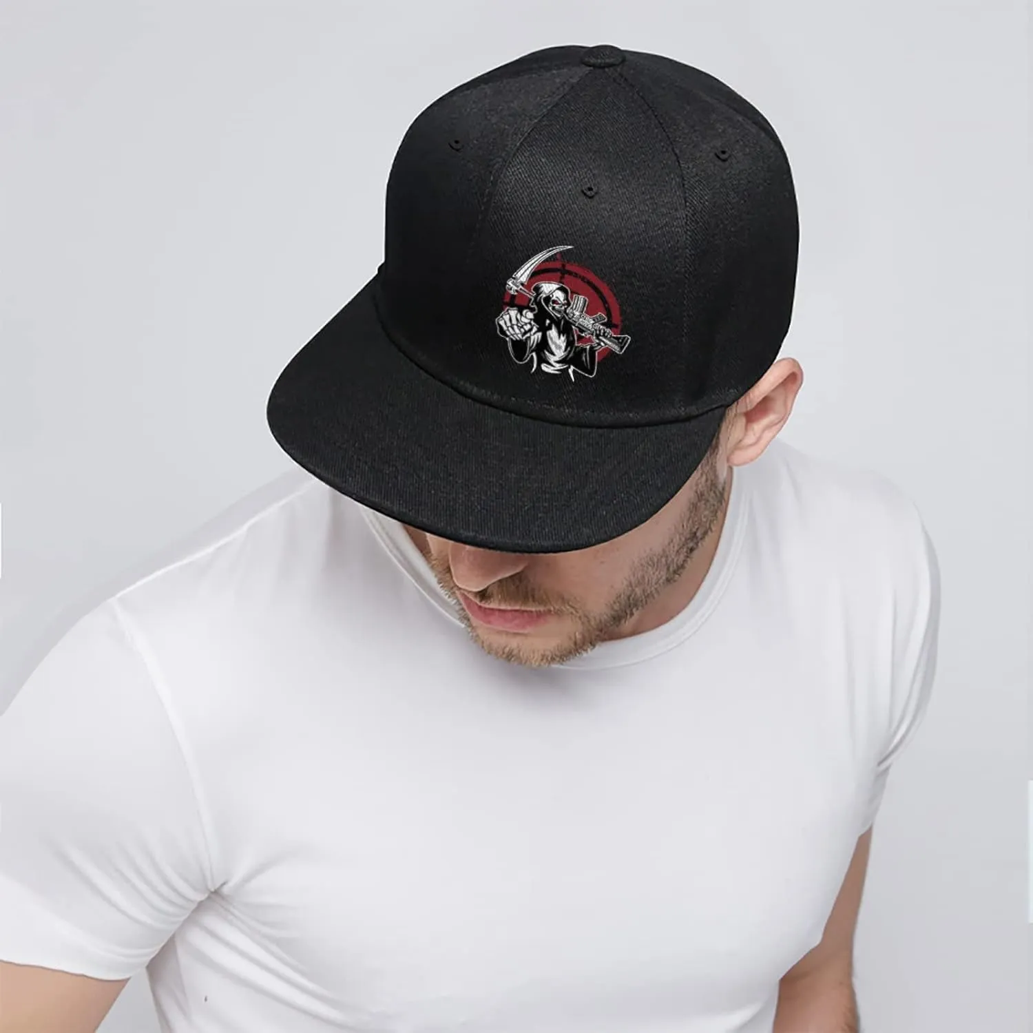 Death Skull Classic Snapback Hats for Men Flat Bill Hats for Women Snapback Snap Backpack Black Trucker Dad Baseball Cap