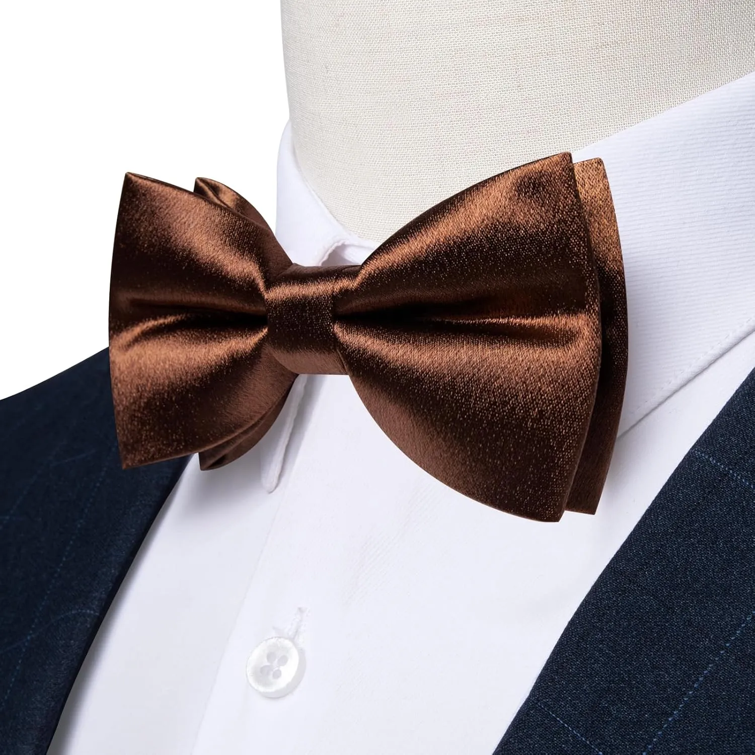 DiBanGu Mens Satin Pre-tied Bowtie and Pocket Square Cufflinks Set Adjustable Solid Color Bow Tie with Lapel Pin for Wedding