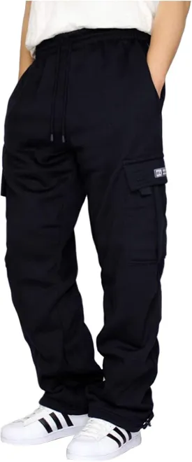 DIYAGO Cargo Sweatpants Men Big and Tall Baggy Tactical Workout Trouser Athletic Straight Jogger Open Leg Sweatpant Pocket