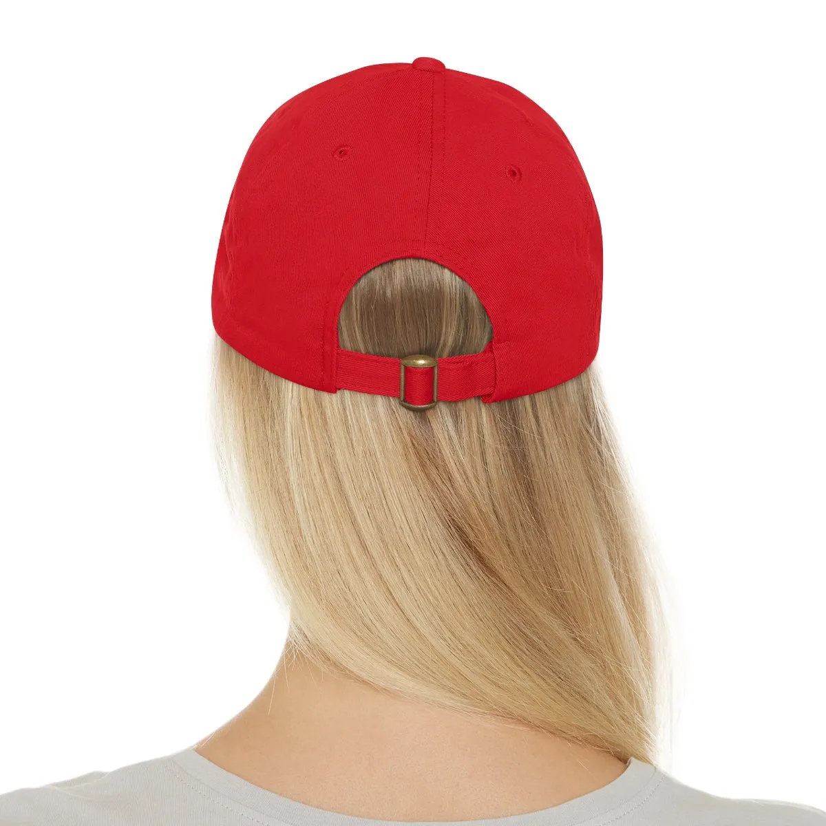 Dreamer. White Lettering. Dad Hat with Leather Patch