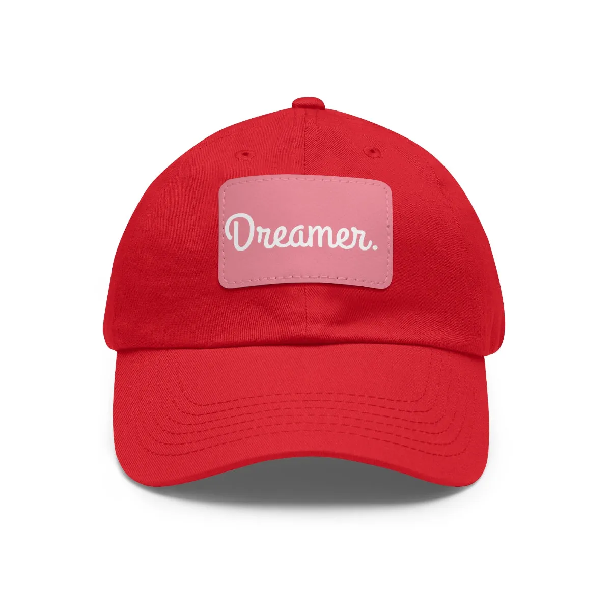 Dreamer. White Lettering. Dad Hat with Leather Patch