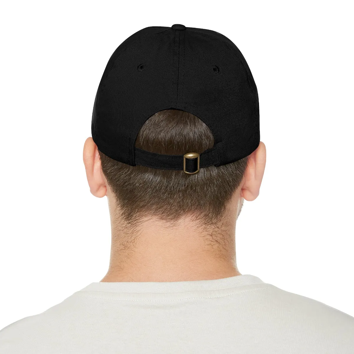 Dreamer. White Lettering. Dad Hat with Leather Patch