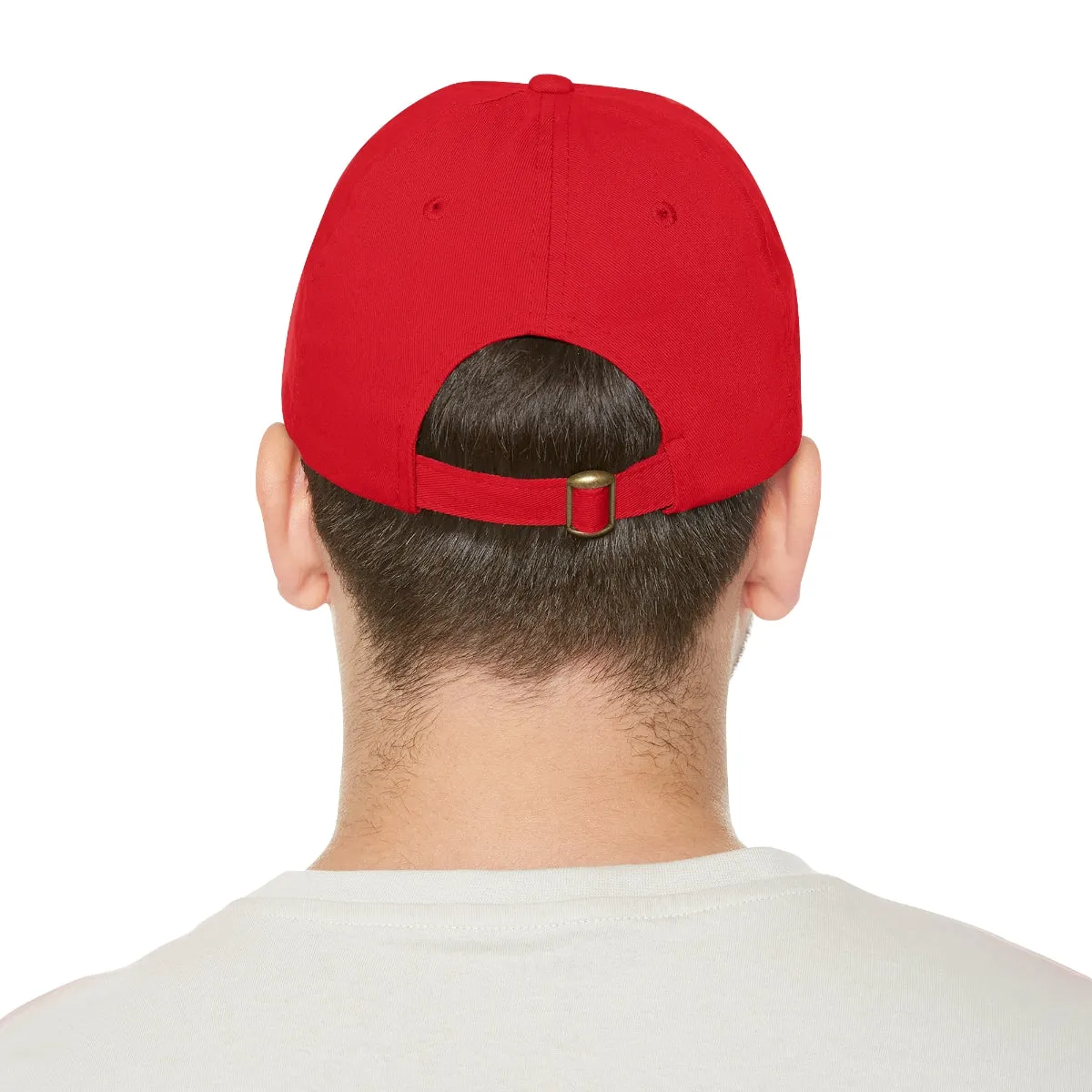 Dreamer. White Lettering. Dad Hat with Leather Patch