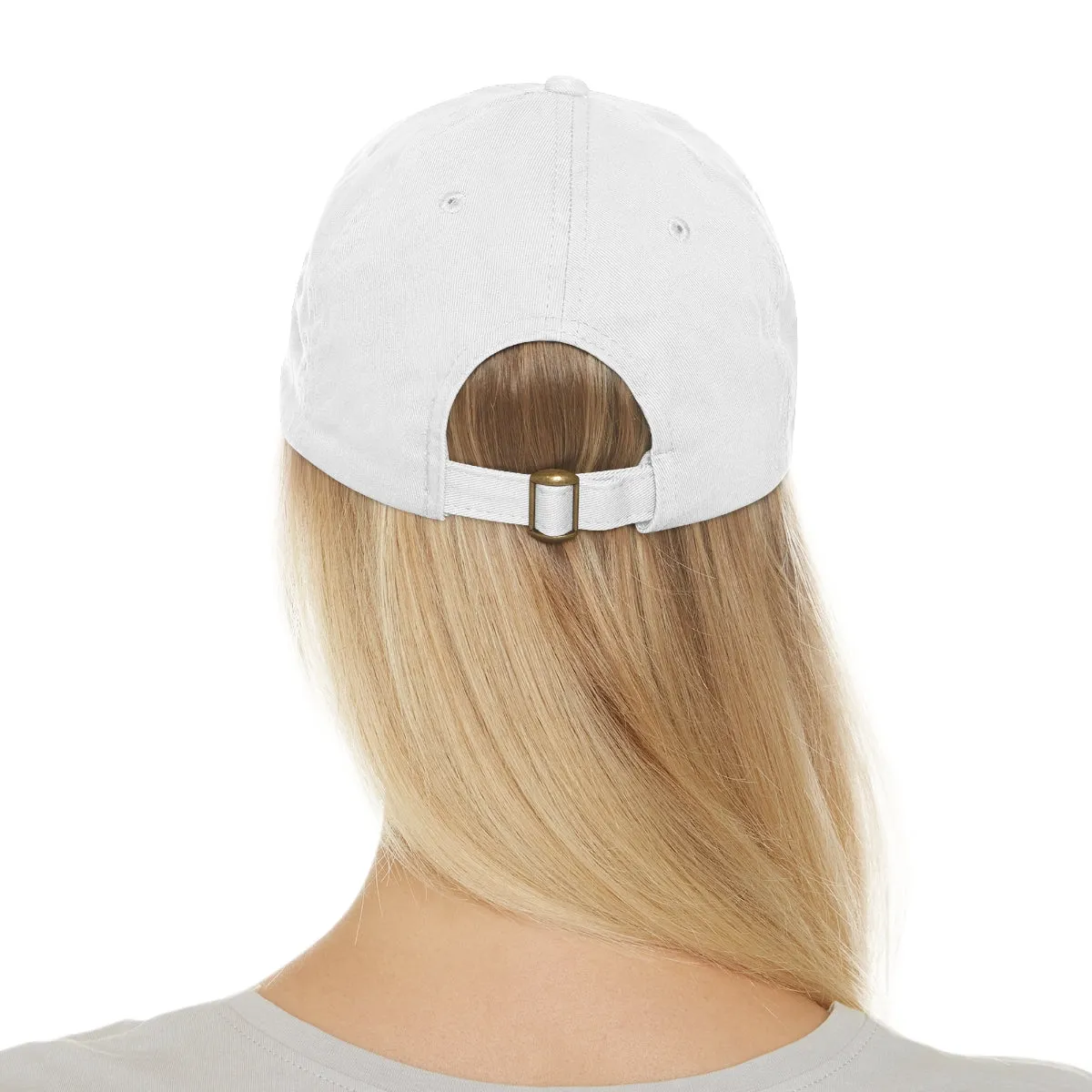 Dreamer. White Lettering. Dad Hat with Leather Patch