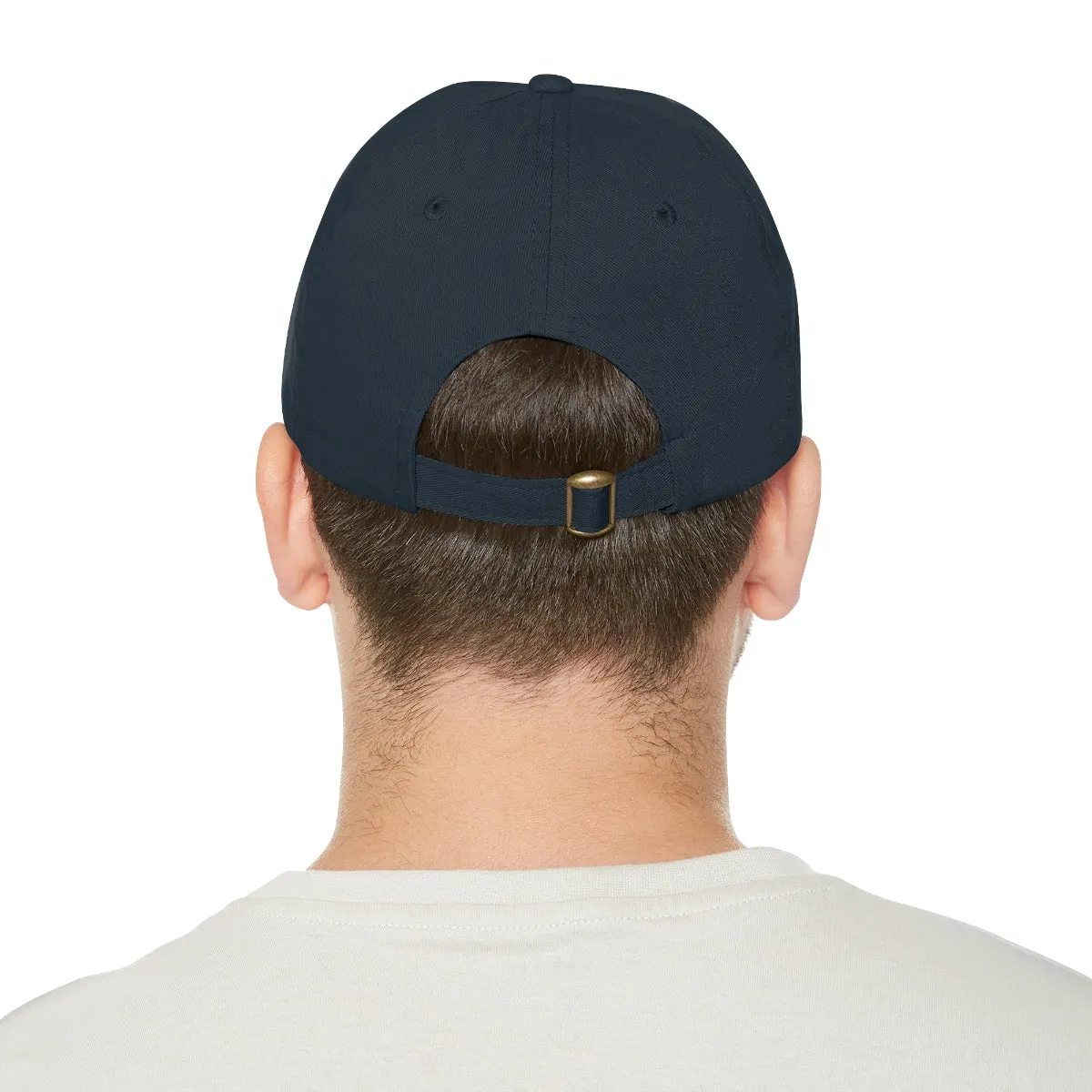 Dreamer. White Lettering. Dad Hat with Leather Patch